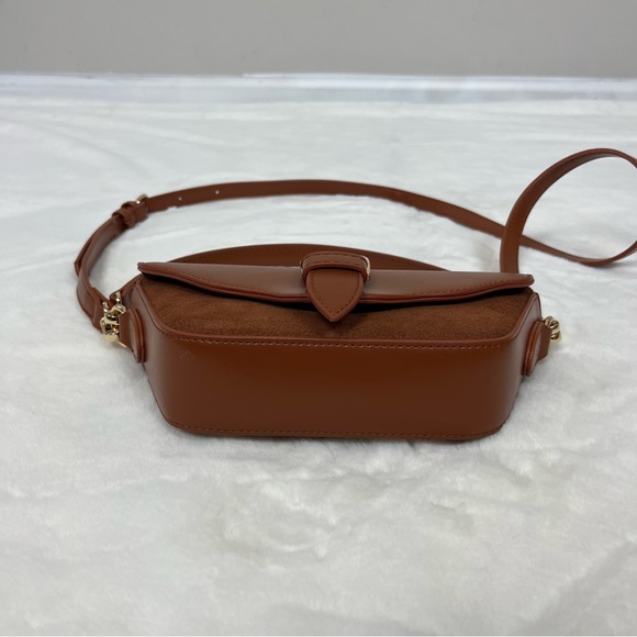 BY ANTHROPOLOGIE DELILAH BAG SUEDE BUCKLE MINI BAG IN BROWN AND GOLD - Picture 10 of 13
